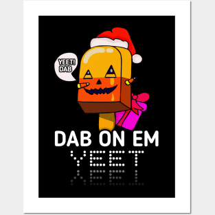 Jack O Lantern Dabbing Halloween Christmas Yeet Dab - Dabbing Trendy Dance Emote Meme - Autumn Fall Kids Teens Posters and Art